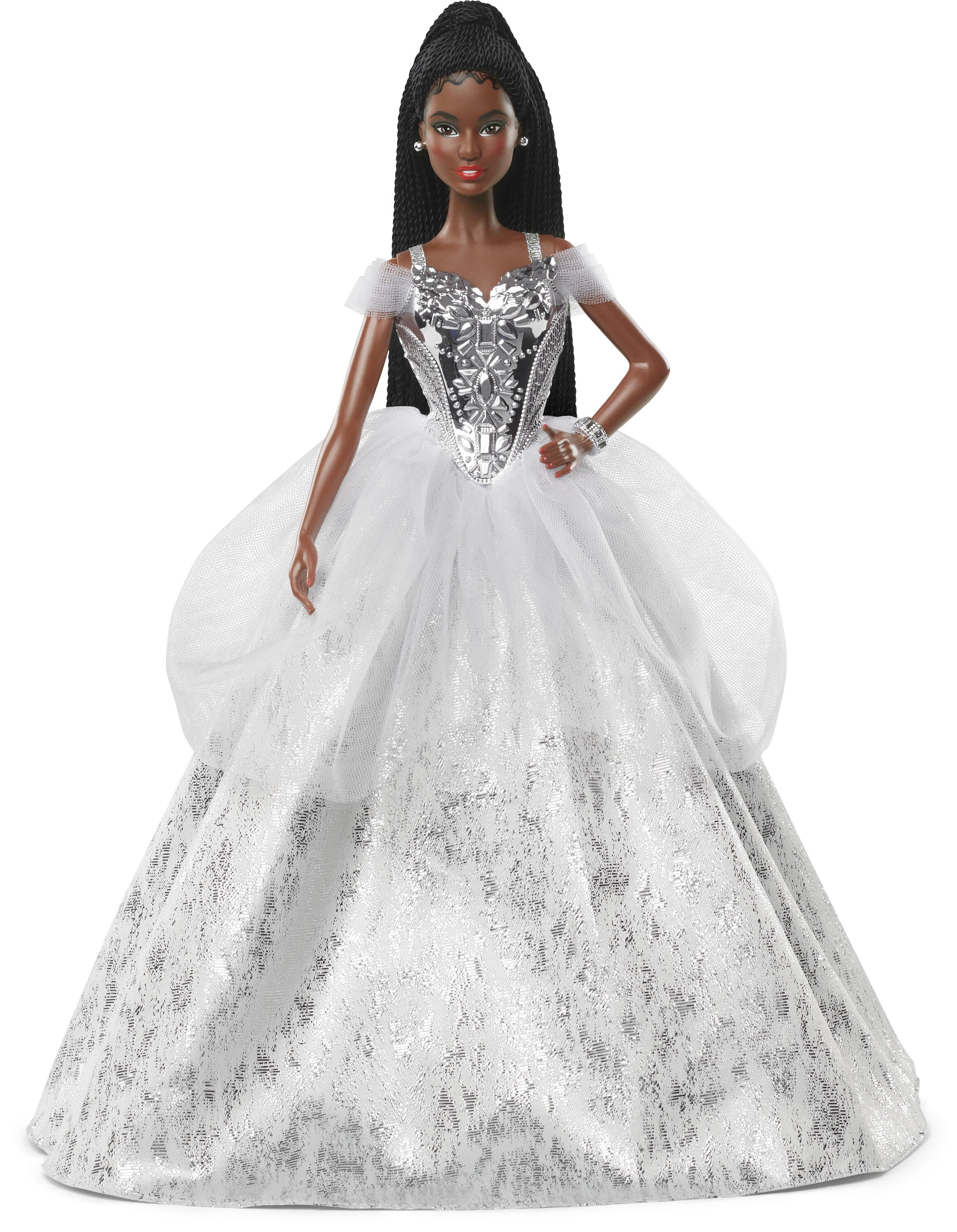 Barbie Signature 2021 Holiday Barbie Doll (12-inch, Brunette Braids) In ...
