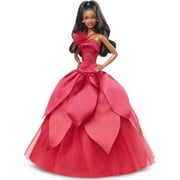 Barbie Signature 2022 Collectible Holiday Doll with Dark Brown Hair & Poinsettia Gown