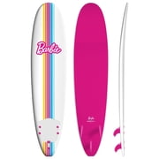 Barbie Signature 8ft Surfboard by Wavestorm | Soft foam Surfboard for Kids and Adults | Graphic top Deck with high Density Slick Bottom | White and Pink Color | Leg Leash and Fin Set Included