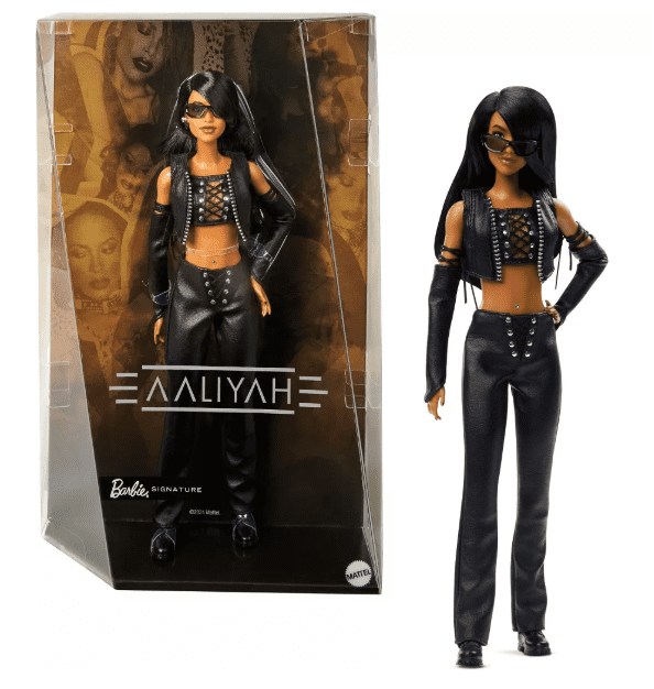 Barbie Signature Aaliyah 11.5" Collectible Doll in Black Faux Leather Outfit!