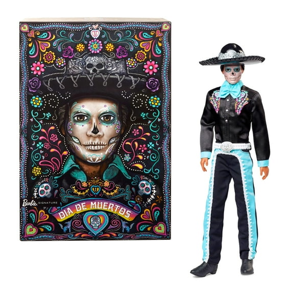 Barbie Signature Da De Muertos 2024 Collectible Ken Doll in Black Suit with Hat