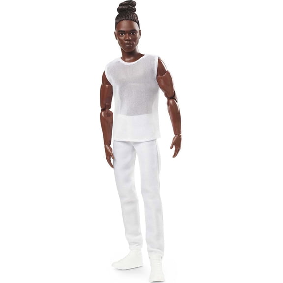Barbie Signature Posable Barbie Looks Ken Doll, Brunette with Bun Hairstyle