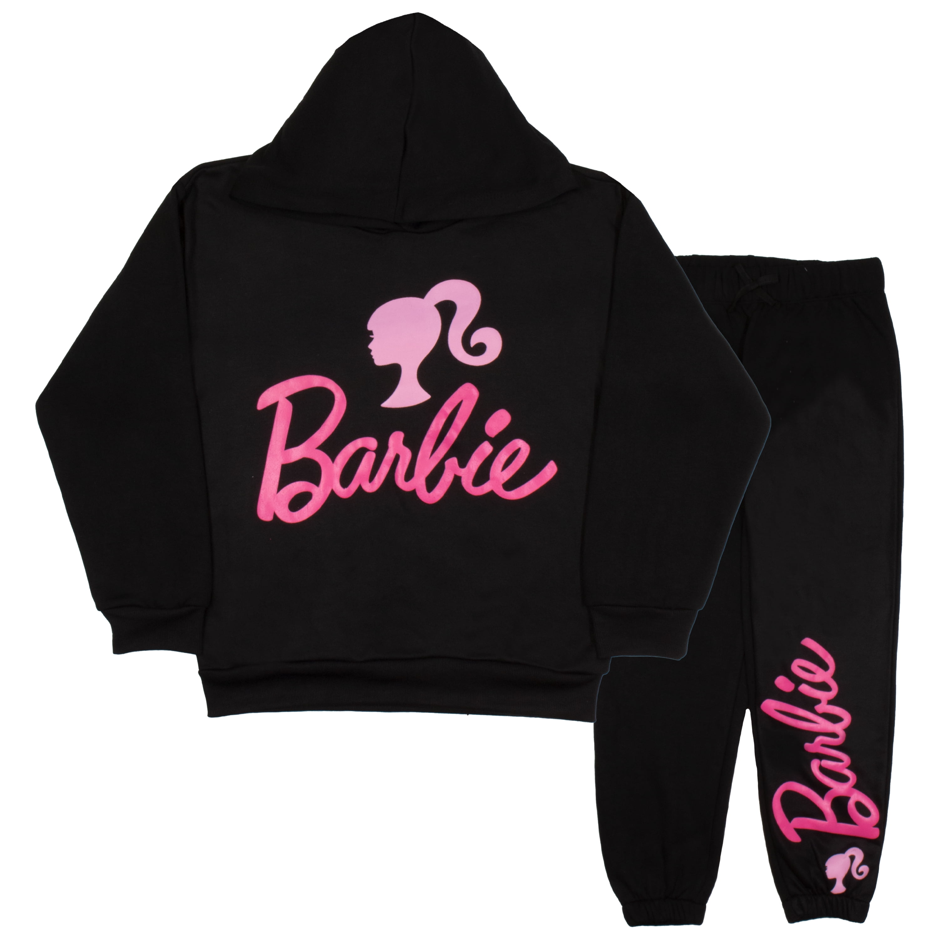 Barbie Silhouette Logo Girl’s Pullover Hoodie & Jogger Pants Set for ...