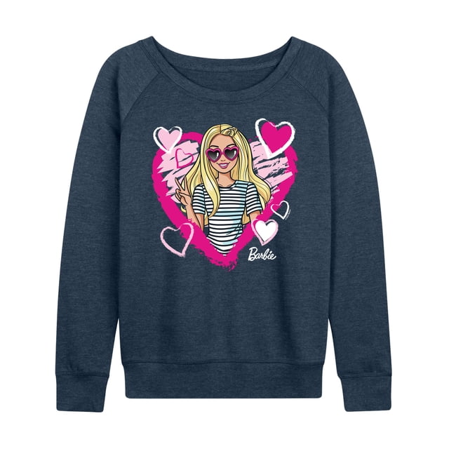 Barbie - Sketchy Hearts Barbie - Women's Lightweight French Terry Long Sleeve Shirt