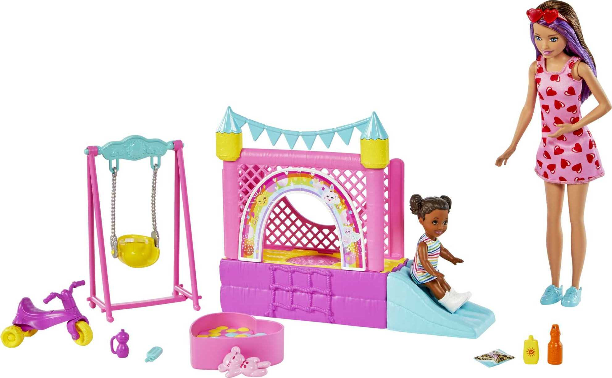 Barbie Skipper Babysitters Inc Bounce House Playset, Skipper Doll, Toddler Small Doll & Accessories - image 1 of 7