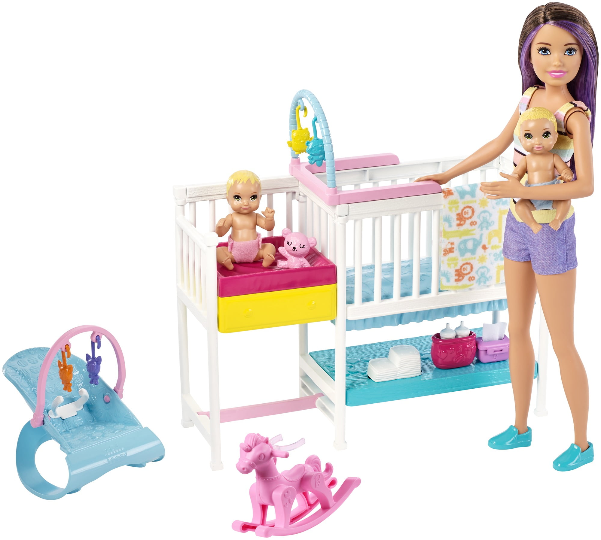 Uitdrukkelijk Uitgaan Wakker worden Barbie Skipper Babysitters Inc Nap n Nurture Nursery Playset with Brunette  Doll, Baby & Accessories - Walmart.com
