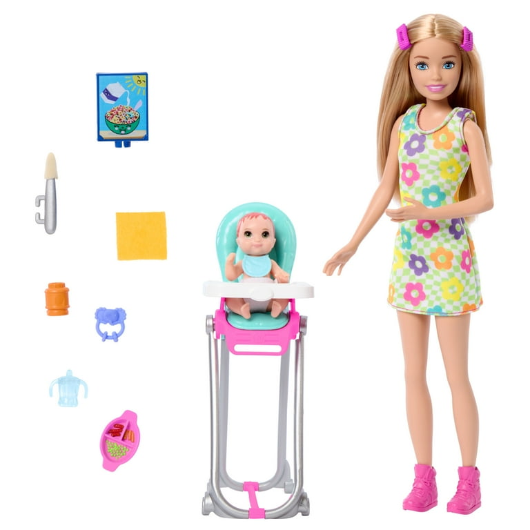 Barbie Skipper Babysitters Inc Playset Includes Doll Baby and Mealtime Accessories 10 Piece Set
