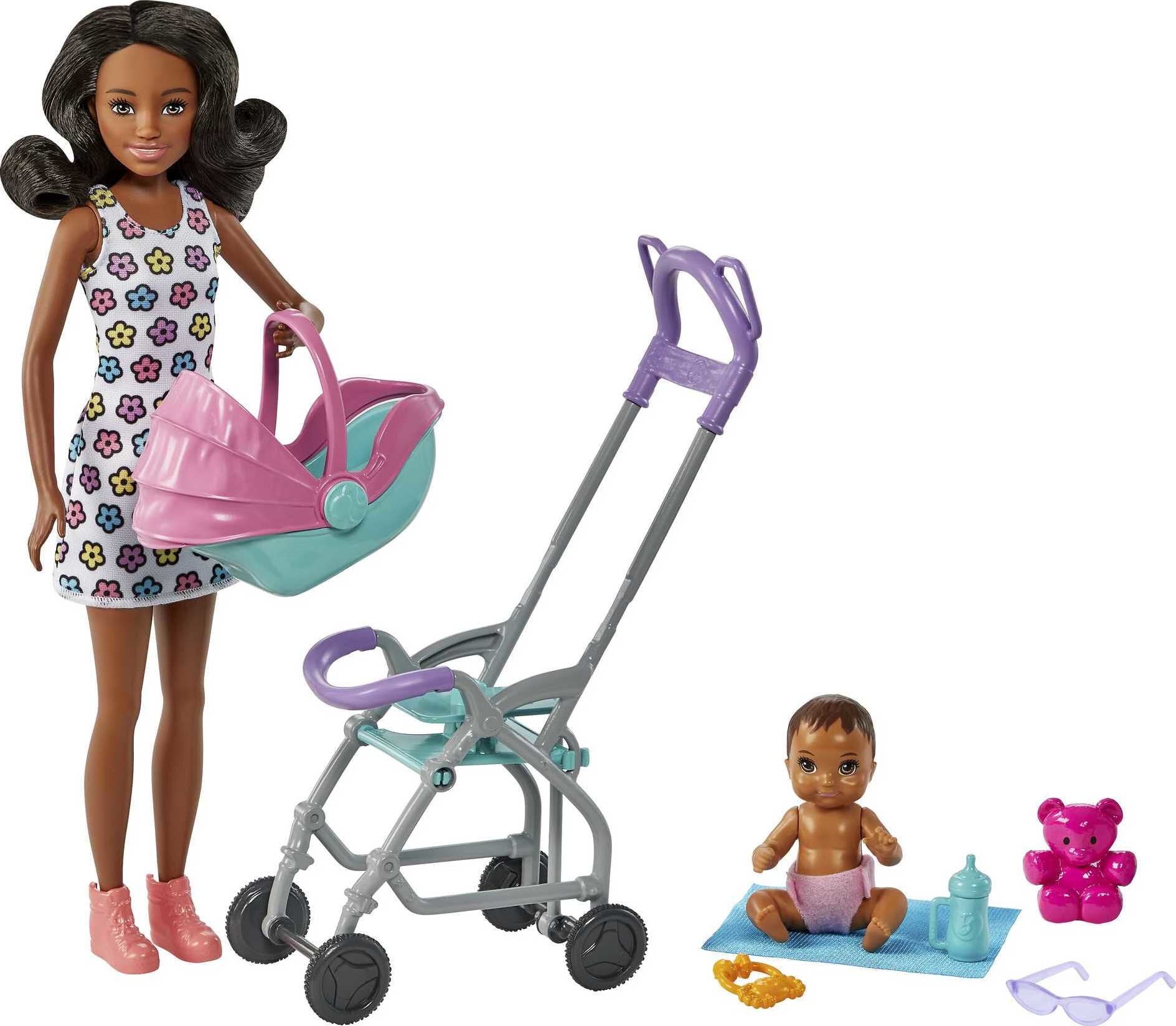 Barbie Skipper Babysitters Inc. Stroller Playset with Babysitter & Baby  Dolls, Plus 5 Accessories