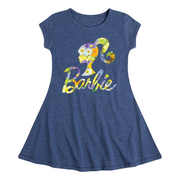 Barbie - Spring Bouquet Pattern Logo - Toddler And Youth Girls Fit And Flare Dress