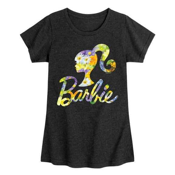 Barbie - Spring Bouquet Pattern Logo - Toddler And Youth Girls Short Sleeve Graphic T-Shirt