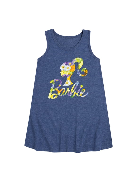 - Spring Bouquet Pattern Logo Girls' Graphic Sleeveless Aline Dress