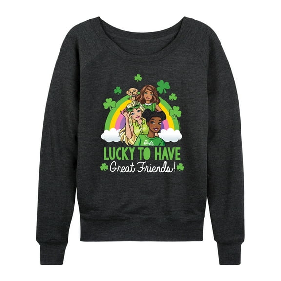 Barbie - St. Patrick's Day Lucky To Have Great Friends - Women's Lightweight French Terry Long Sleeve Shirt