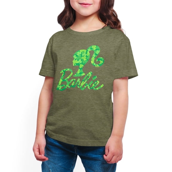 Barbie - St. Patrick's Day Shamrock Pattern Logo - Toddler And Youth Girls Short Sleeve Graphic T-Shirt