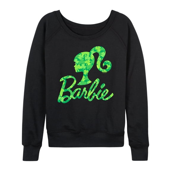 Barbie - St. Patrick's Day Shamrock Pattern Logo - Women's Lightweight French Terry Long Sleeve Shirt