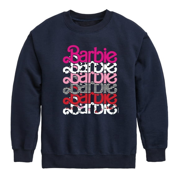 Barbie - Stacked Barbie Vday - Toddler And Youth Crewneck Fleece Sweatshirt