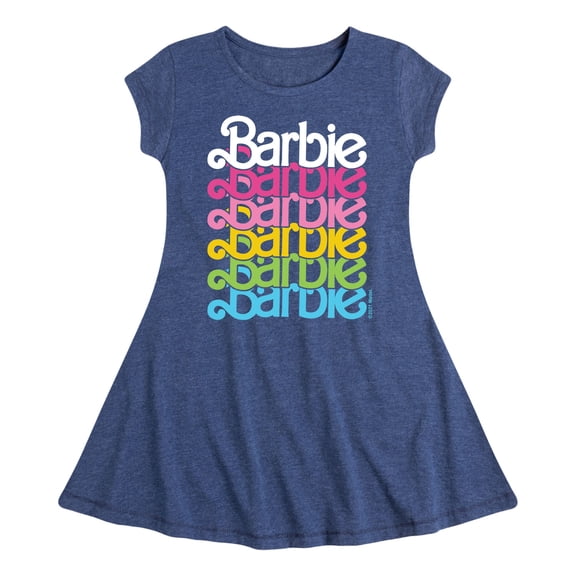 Barbie - Stacked Rainbow Logo - Toddler And Youth Girls Fit And Flare Dress