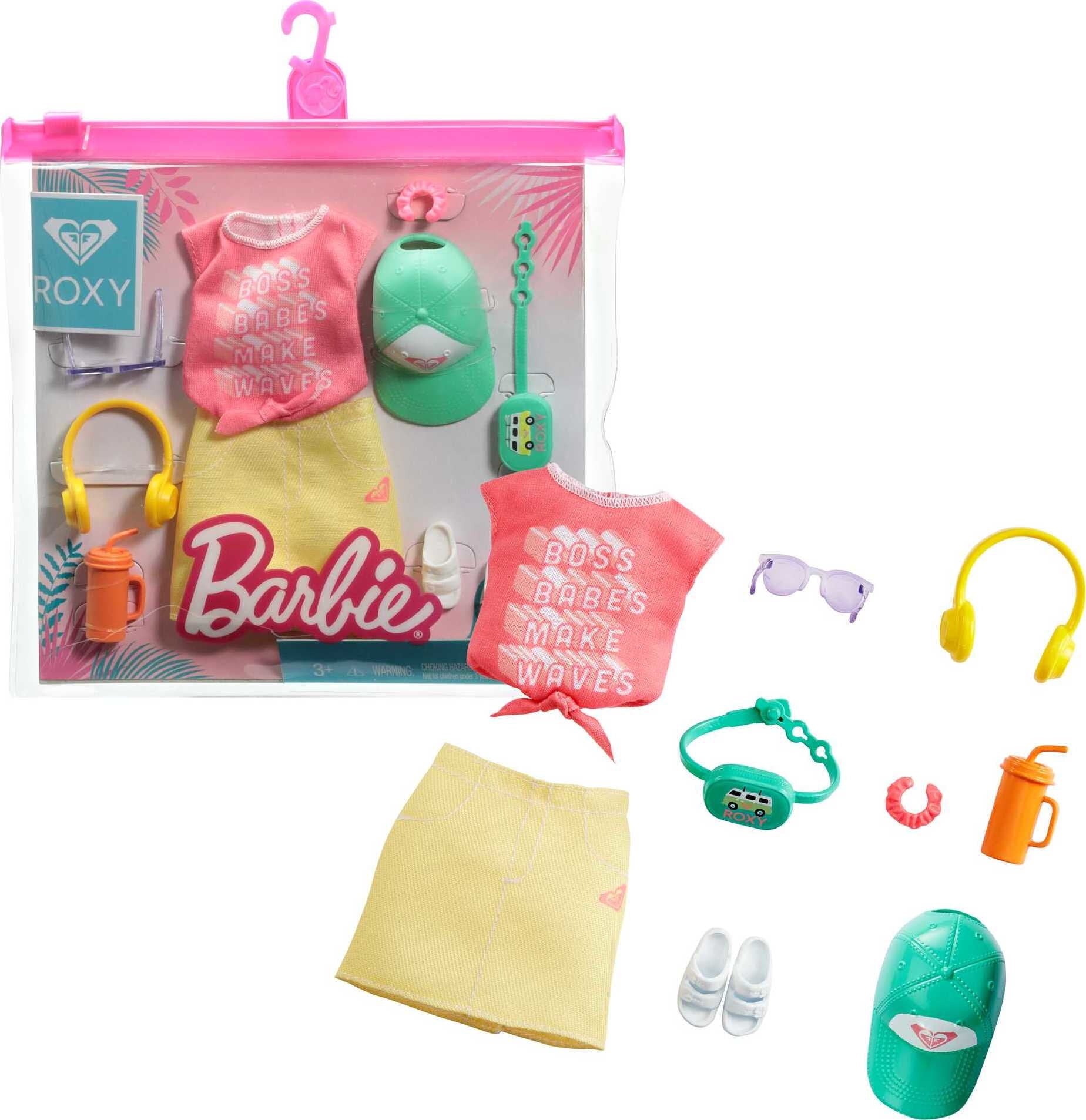 Barbie Roxy-Inspired Fashion Pack: Red Top, Yellow Skirt & 7 ...