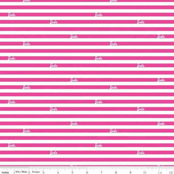 Barbie Strip Pink Cotton Fabric