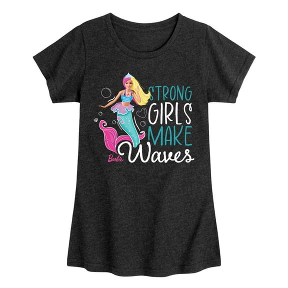 Barbie - Strong Girls Make Waves  - Girls Fitted Short Sleeve Graphic T-Shirt