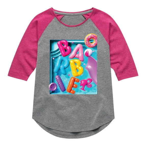 Barbie - Summer Pool Floaties - Toddler And Youth Girls Raglan Graphic T-Shirt