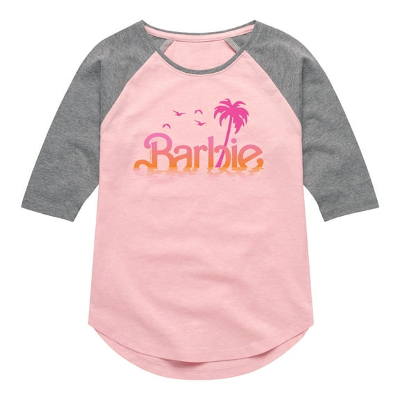 Barbie - Sunset and Palm Trees - Toddler And Youth Girls Raglan Graphic T-Shirt