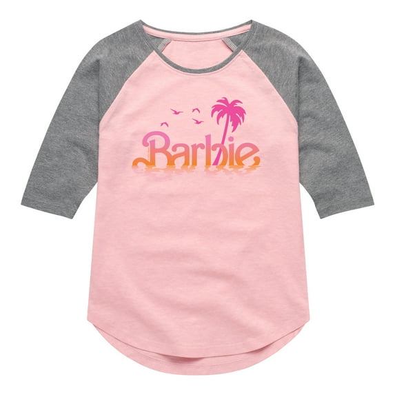 Barbie - Sunset and Palm Trees - Toddler And Youth Girls Raglan Graphic T-Shirt
