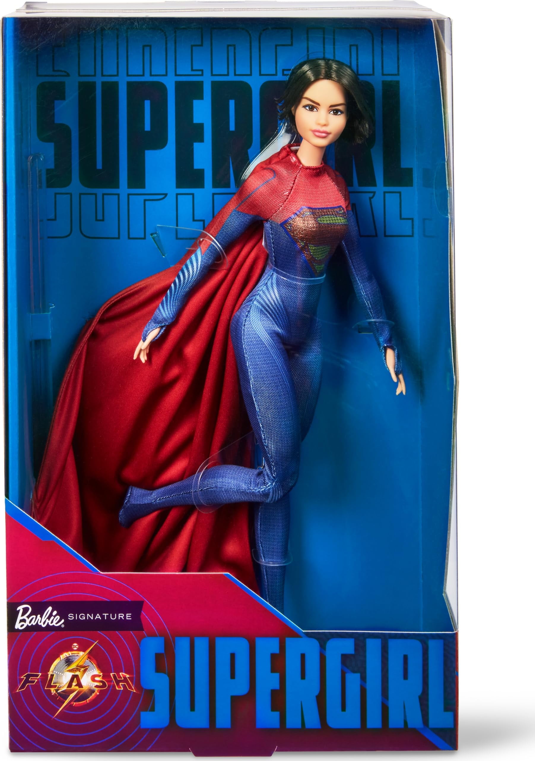 Barbie Supergirl Collectible Fashion Doll from The Flash Movie Wearing Red & Blue Suit with Cape, Doll Stand Included