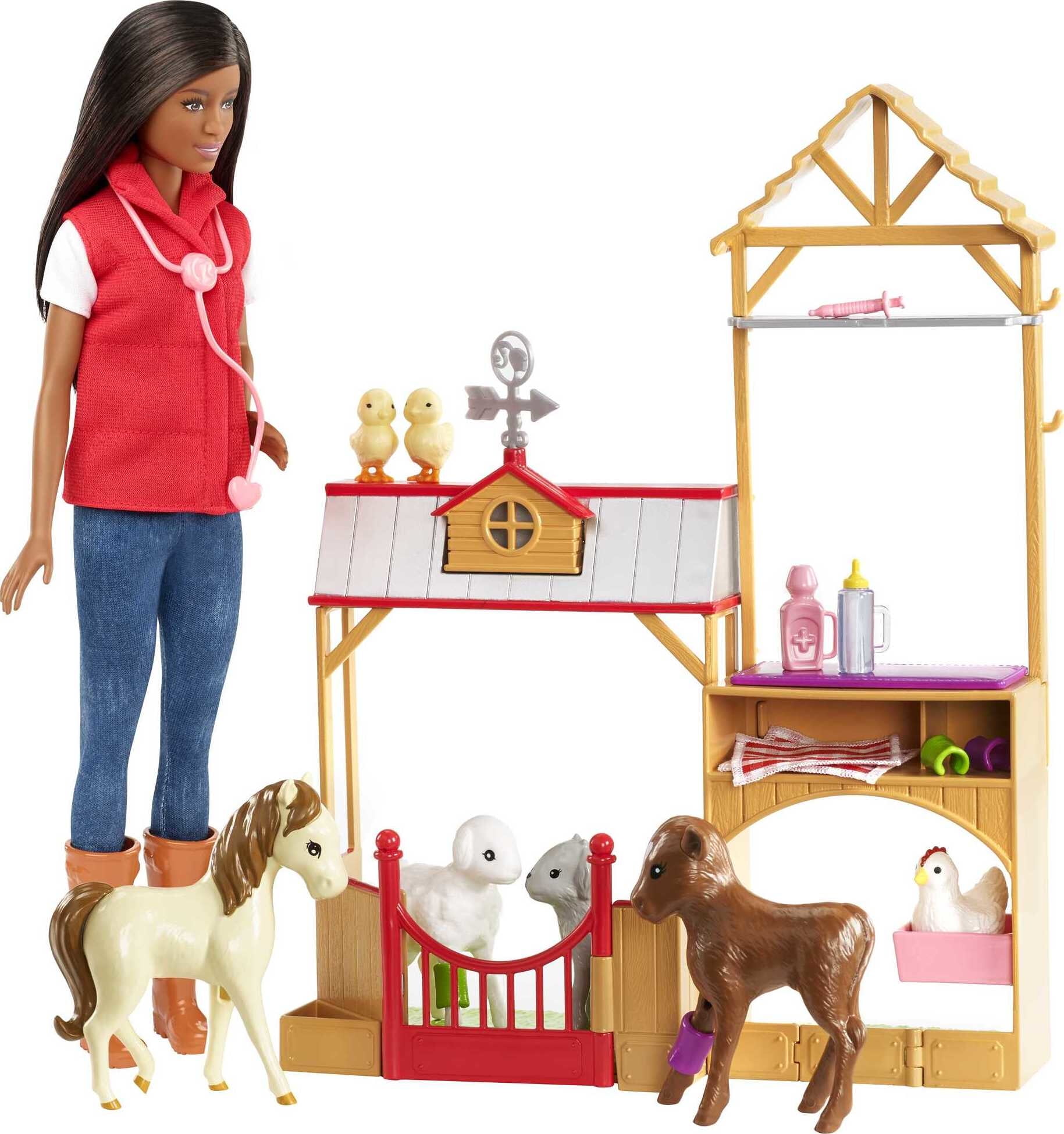 Barbie Sweet Orchard Farm & Playset, Brunette with Barn Frame, 7 Animals & 10 Acceessories Walmart.com