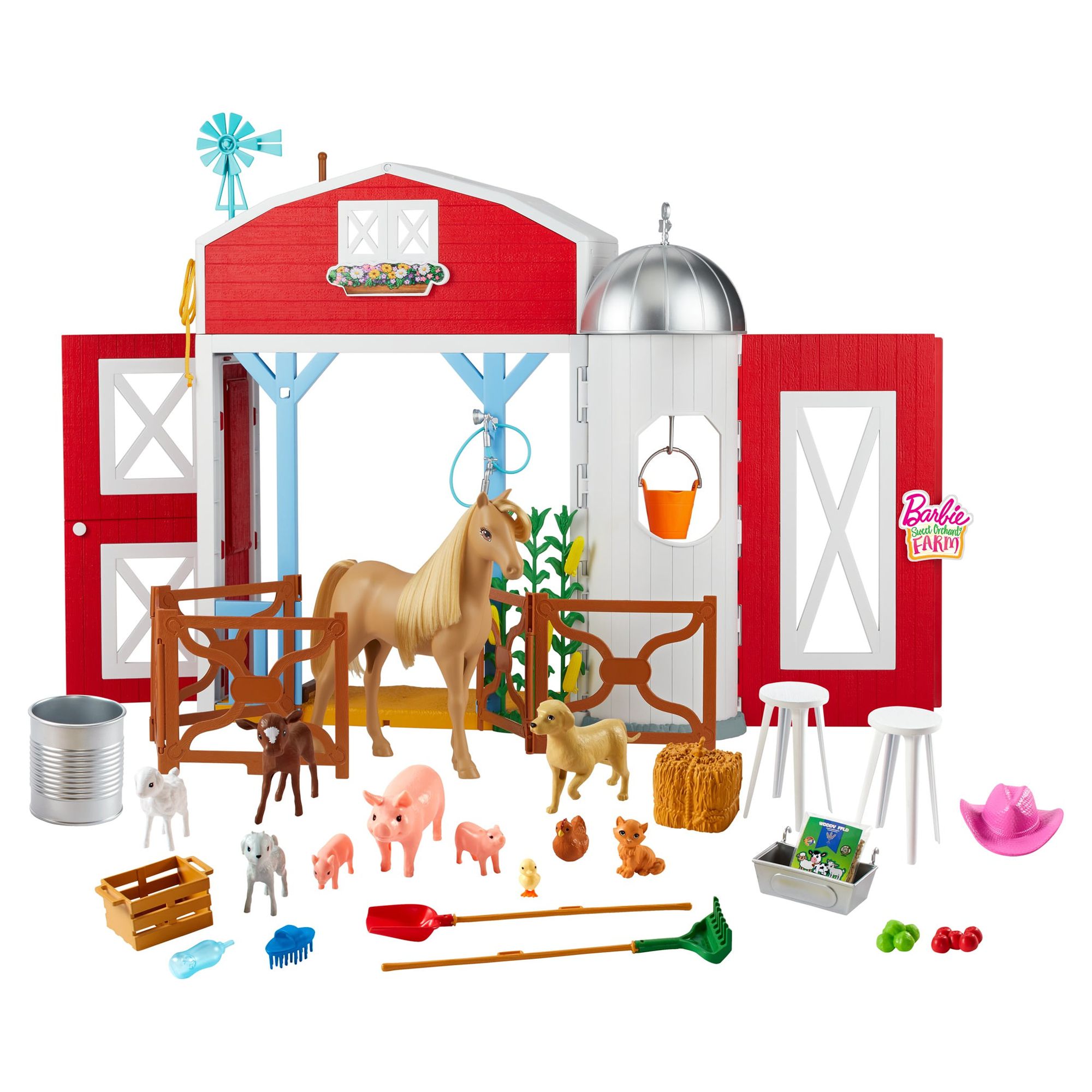 Barbie Sweet Orchard Farm Playset with Barn, Horse, 10 Farm Animals & 15 Accessories, Moving Pieces - image 1 of 8