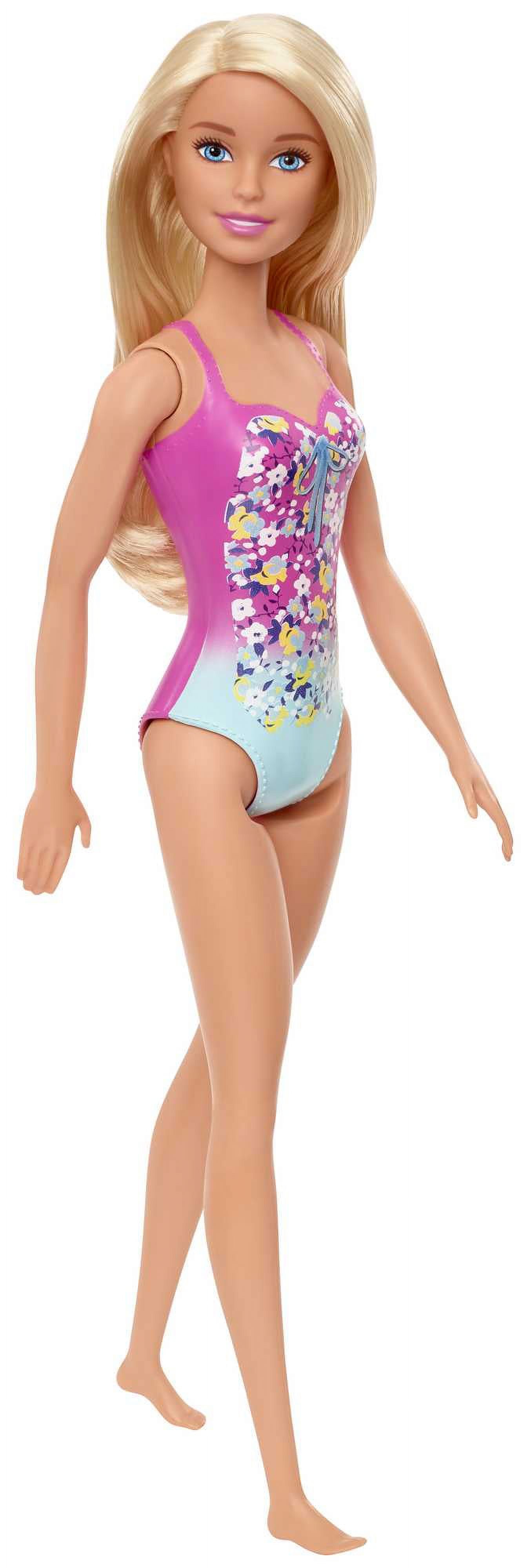 Barbie Swimsuit Beach Doll with Blonde Hair & Pink Floral Print Suit - image 1 of 6