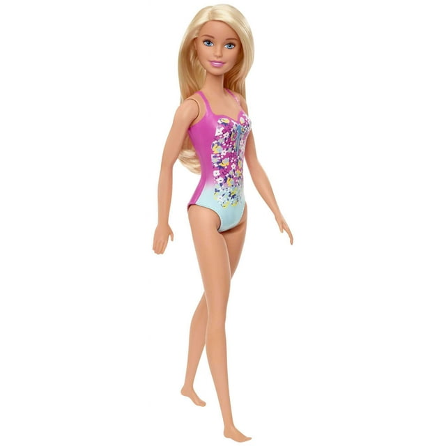 Barbie Swimsuit Beach Doll with Blonde Hair & Pink Floral Print Suit