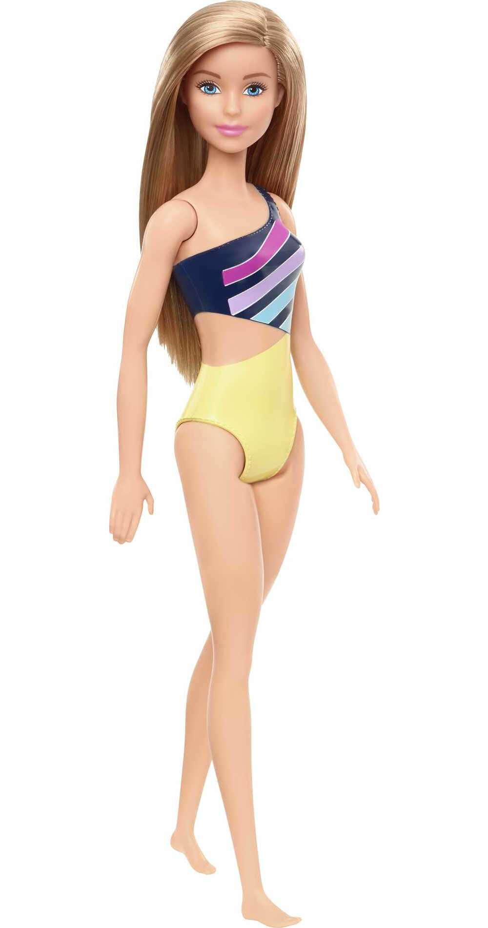 Barbie Swimsuit Beach Doll with Blonde Hair & Striped Suit - image 1 of 6