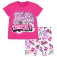 thumbnail image 1 of Barbie T-Shirt and Bike Shorts Outfit Set Airbrush Toddler to Big Kid, 1 of 5