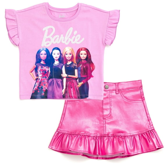 Barbie T-Shirt and Metallic Skirt Toddler to Big Kid