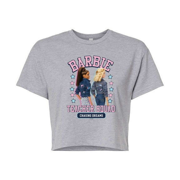 Barbie - Teacher Squad - Juniors Cropped Cotton Blend T-Shirt