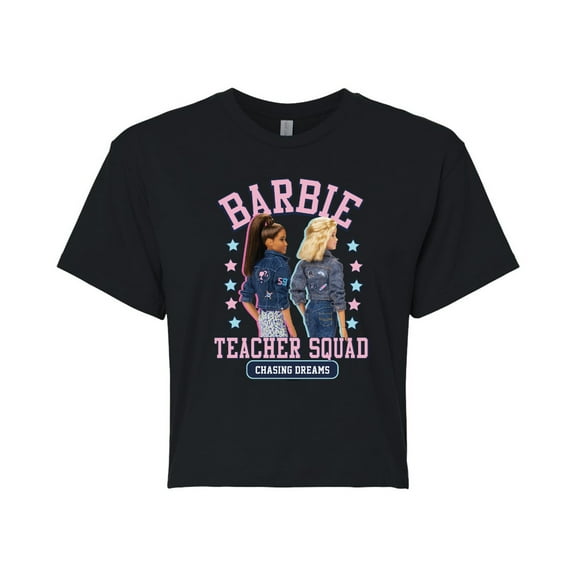 Barbie - Teacher Squad - Juniors Cropped Cotton Blend T-Shirt