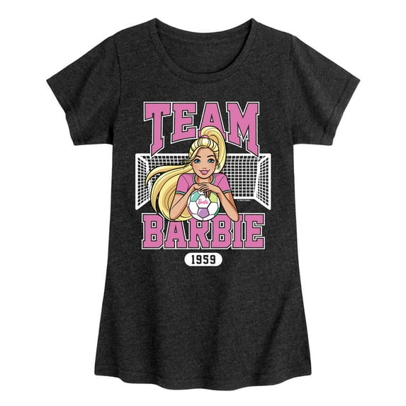 Barbie - Team Barbie Soccer - Girls Fitted Short Sleeve Graphic T-Shirt