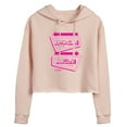 thumbnail image 1 of Barbie The Movie - Barbieland Real World This Way Signs - Juniors Cropped Pullover Hoodie, 1 of 5