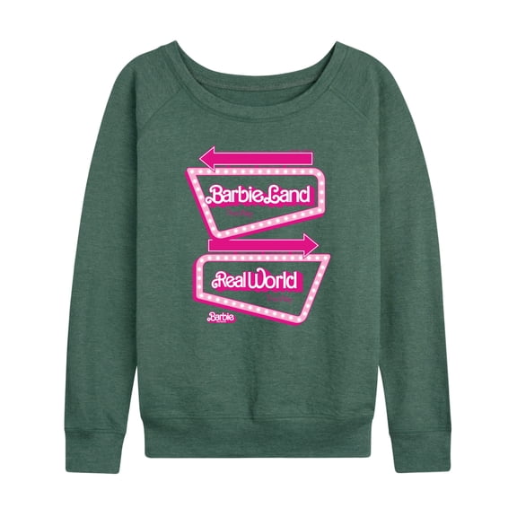 Barbie The Movie - Barbieland Real World This Way Signs - Women's Lightweight French Terry Long Sleeve Shirt