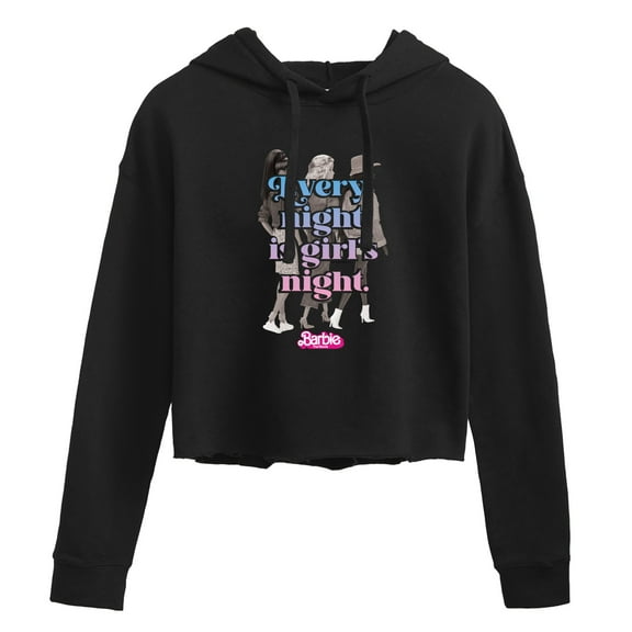 Barbie The Movie - Every Night Is Girls Night - Juniors Cropped Pullover Hoodie