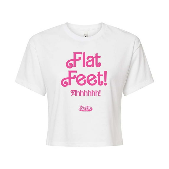 Barbie The Movie - Flat Feet - Juniors Cropped Cotton Blend T-Shirt