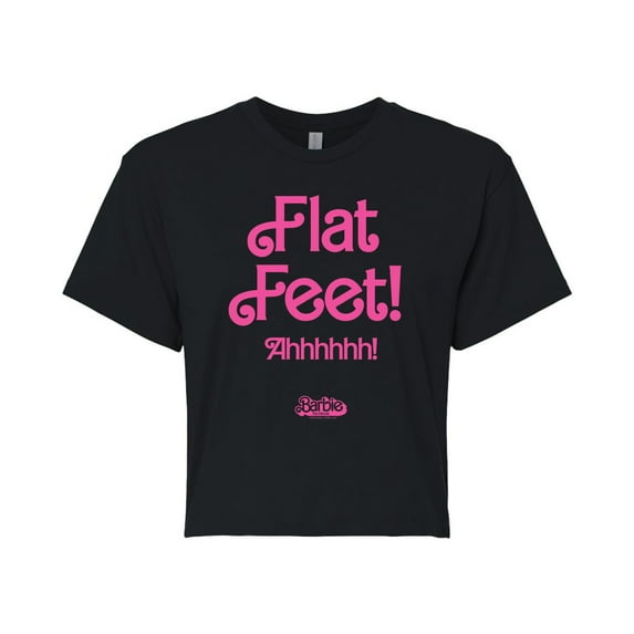 Barbie The Movie - Flat Feet - Juniors Cropped Cotton Blend T-Shirt