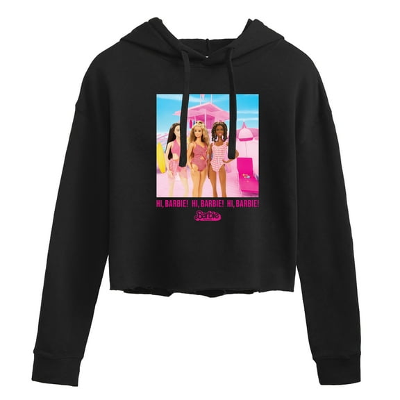 Barbie The Movie - Hi Barbie Beach - Juniors Cropped Pullover Hoodie