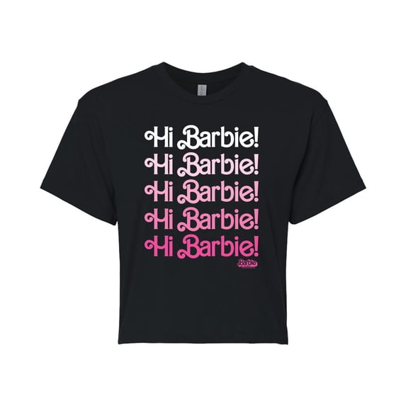 Barbie The Movie - Hi Barbie Stacked - Juniors Cropped Cotton Blend T-Shirt