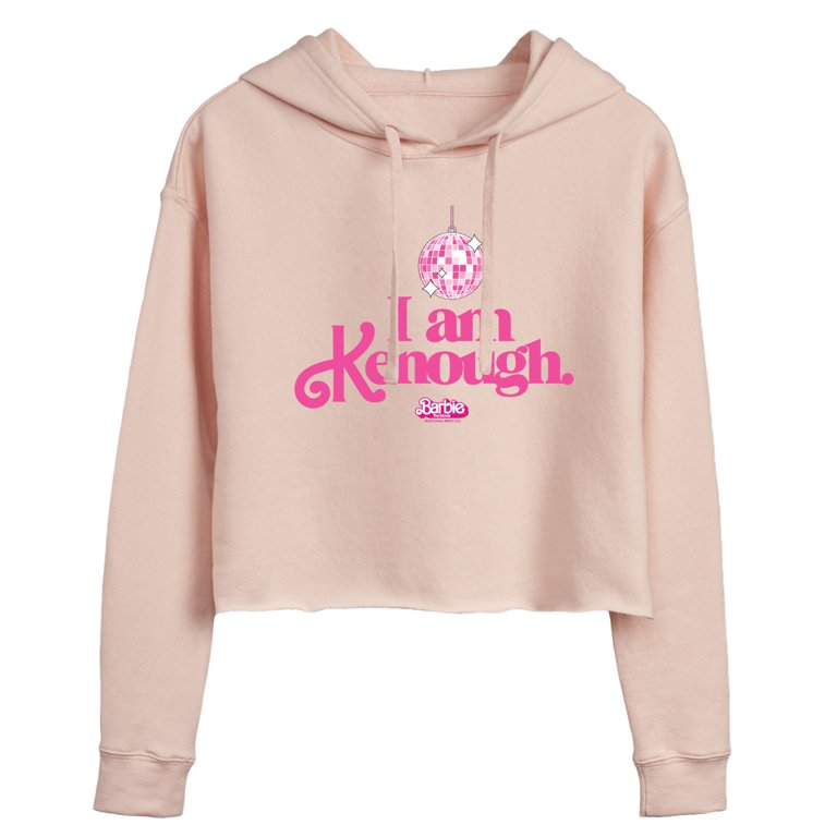 Barbie The Movie I Am Kenough Disco Ball Juniors Cropped Pullover Hoodie