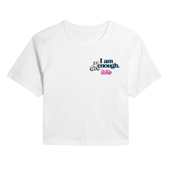 Barbie The Movie - I Am Kenough - Juniors Cropped Cotton Blend T-Shirt