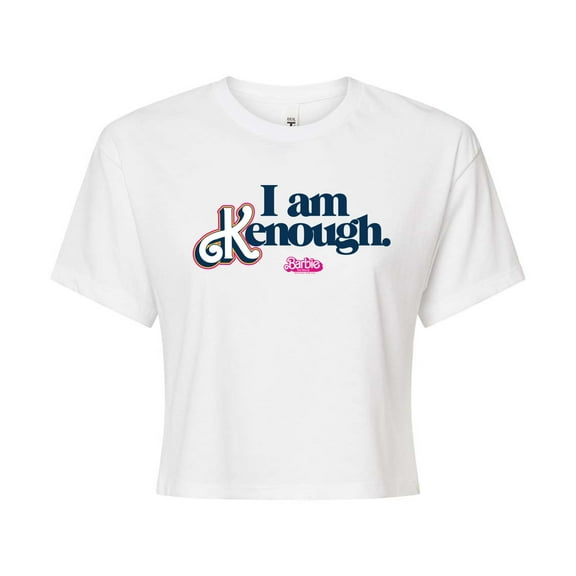 Barbie The Movie - I Am Kenough - Juniors Cropped Cotton Blend T-Shirt