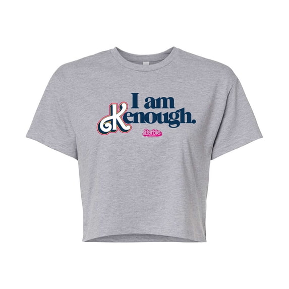 Barbie The Movie - I Am Kenough - Juniors Cropped Cotton Blend T-Shirt