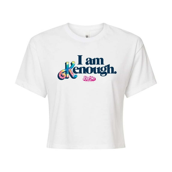 Barbie The Movie - I Am Kenough - Juniors Cropped Cotton Blend T-Shirt