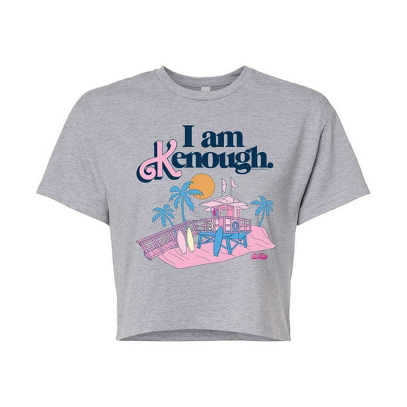 Barbie The Movie - I Am Kenough Lifeguard Stand - Juniors Cropped Cotton Blend T-Shirt